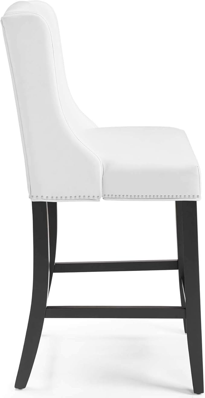 Modway Baron Faux Leather Upholstered Dining Counter-Height Bar Stool in White