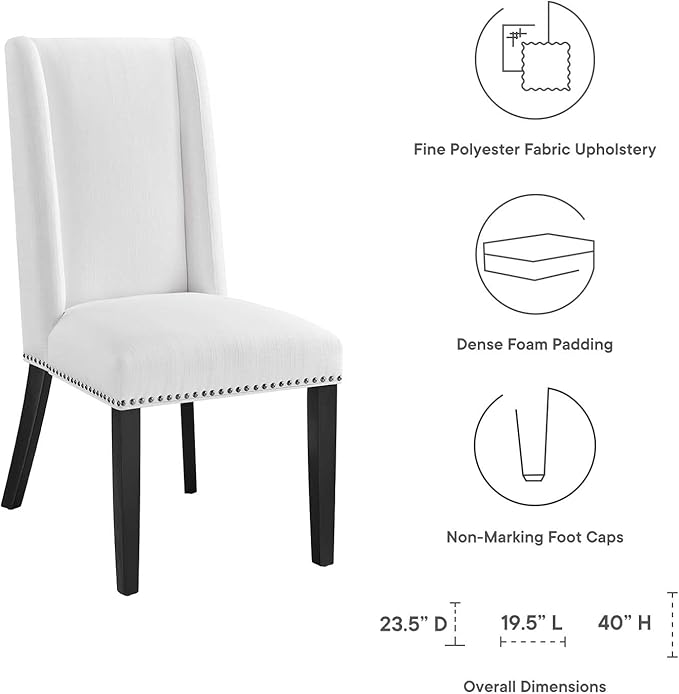Modway EEI-2748-WHI-SET Baron Dining Chair Fabric Set of 2, White