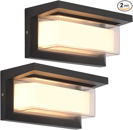 Exterior Light Fixture, Outdoor Wall Light Fixture, LED Wall Sconce 3-Color-Changeable Wall Mounted Lamps, Waterproof Wall Mounted Light for Porch, Garage, 2160LM Indoor Wall Sconce 2 Pack