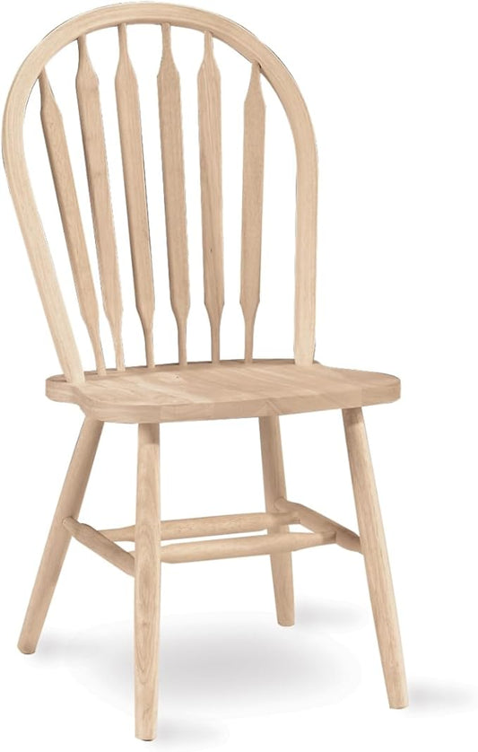Solid Wood Windsor ArrowBack Dining Chair with Plain Legs, Unfinished