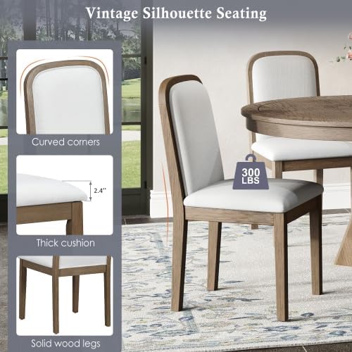 Bellemave 5-Piece Extendable Round Dining Table Set with 4 Upholstered Chairs, 42"-58" Round Kitchen Table Set for 4-6 with Removable Leaf and Crossed Legs for Kitchen, Dining Room (Espresso)