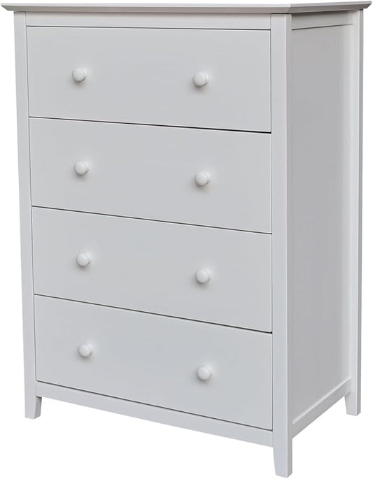 International Concepts Solid Wood Bedroom Dresser/Chest with 4 Drawers in White