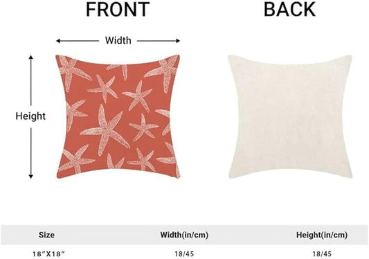 BETGINY Coral Starfish Ocean Throw Pillow Cover 18X18 Inch Pack of 2,Summer Coastal Nautical Ocean Decorative Pillow Covers Square Linen Beach Pillow Cases Cushion for Bedroom Home Sofa Decor