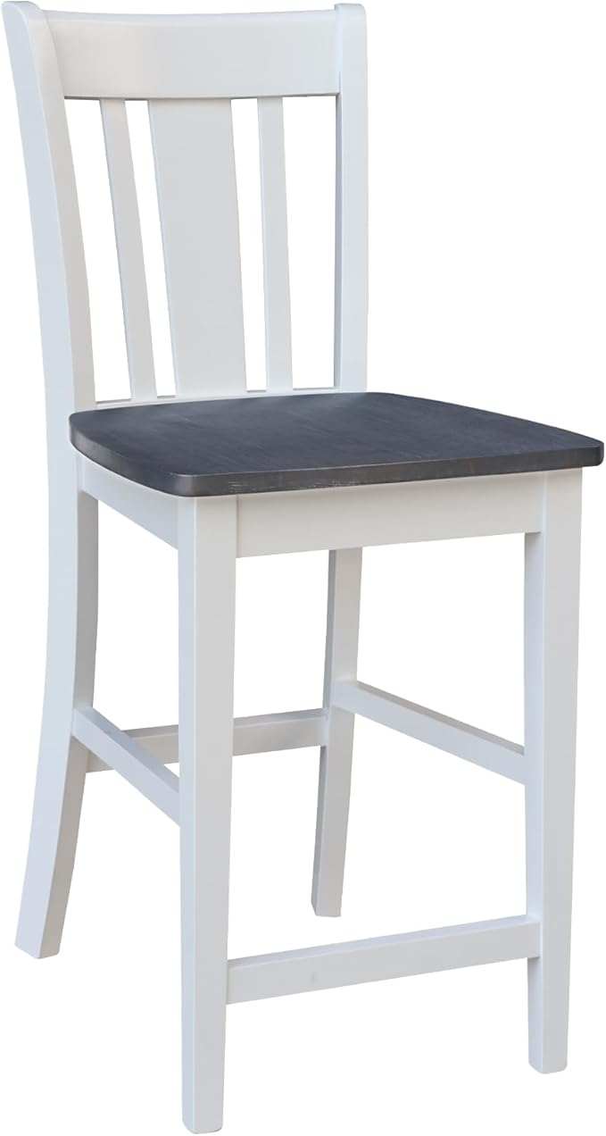 IC INTERNATIONAL CONCEPTS 30" Round Solid Wood Gray Table with 2 San Remo Counter Stools