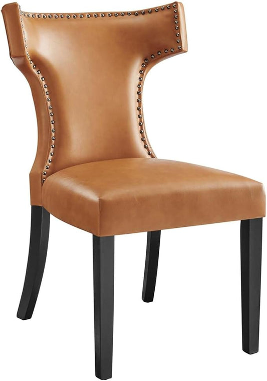 Modway Curve Vegan Leather Dining Chair in Tan