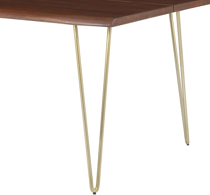 Modway Ardor 74" Live Edge Acacia Wood Rectangular Dining Table in Gold Walnut