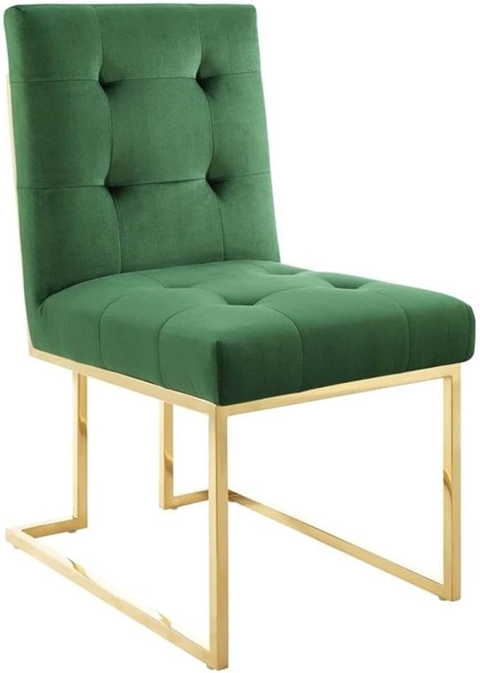 Modway Privy Performance Velvet Gold Stainless Steel Dining Chair in Gold Emerald