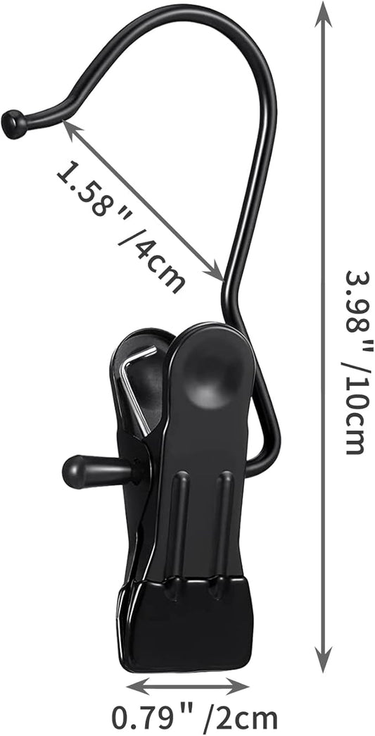 50 Pack Boot Hanger for Closet, Laundry Hooks with Clips, Boot Holder, Hanging Clips, Portable Multifunctional Hangers Single Clip Space Saving for Jeans, Hats, Tall Boots, Towels(Black/Black)