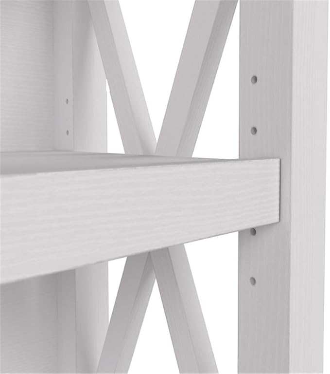 Bush Home Key West 5 Shelf Bookcase - Set of 2 | Tall Bookshelves in Pure White Oak | Sturdy Display Shelves for Library, Living Room, and Home Office
