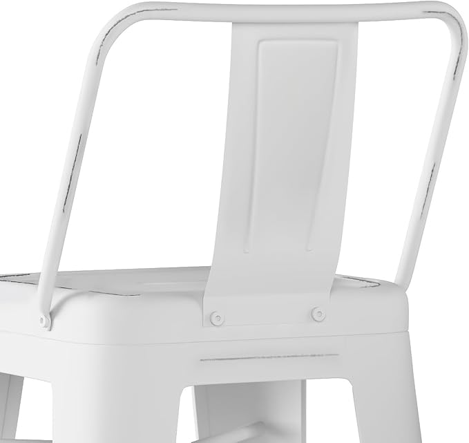 SIMPLIHOME Rayne Industrial Metal 30 inch Bar Stool (Set of 2) in Distressed White for the Dining Room and Kitchen