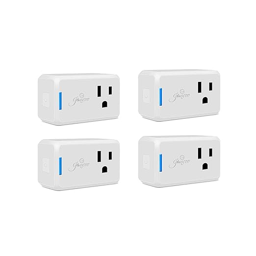 Jinvoo WiFi Smart Mini Plug, 10A, Remote Control by Jinvoo Smart app, Works with Amazon Echo,Compatible with iOS/Android Google Assistant, Timer White (4 Pack)