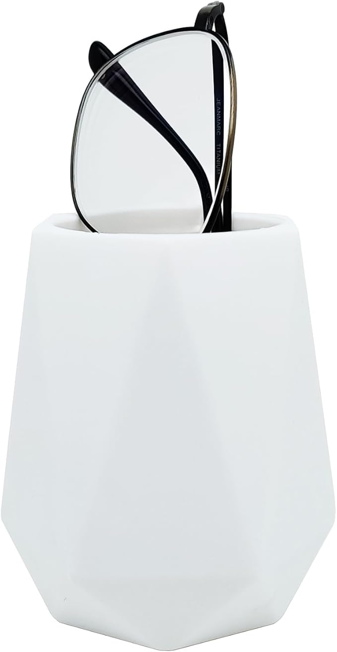 Glasses Holder for Nightstand, Silicone Eyeglass Holder for Desk Anti-scratch Glasses Stand (White)