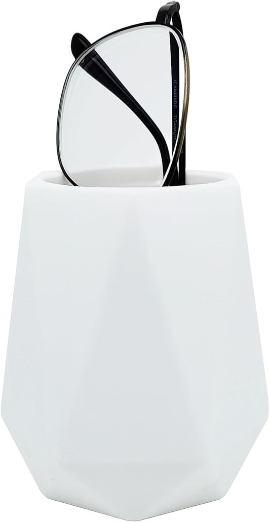 Glasses Holder for Nightstand, Silicone Eyeglass Holder for Desk Anti-scratch Glasses Stand (White)