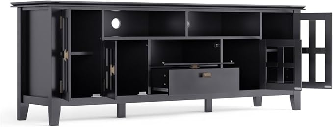 SIMPLIHOME Artisan SOLID WOOD 53 Inch Wide Contemporary TV Media Stand in White for TVs up to 60 Inches, For the Living Room and Entertainment Center