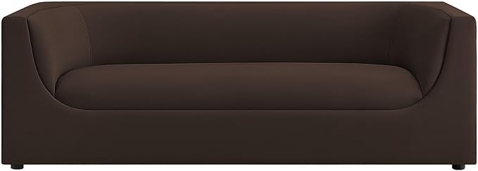 Modway Hilda 86 Inch Modern Curved Back Performance Velvet Sofa in Chocolate Brown – Plush Upholstered 3-Seat Couch for Living Room, Apartment, Office