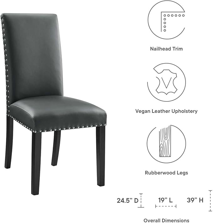 Parcel Dining Faux Leather Side Chair in Gray