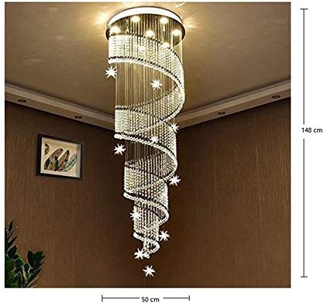 Saint Mossi 7-Lights Crystal Chandelier for High Ceiling, Modern Large Lighting Fixture, Raindrop Ceiling Light, Crystal Light Modern Flush Mount Ceiling Light Fixture,H58 X D20