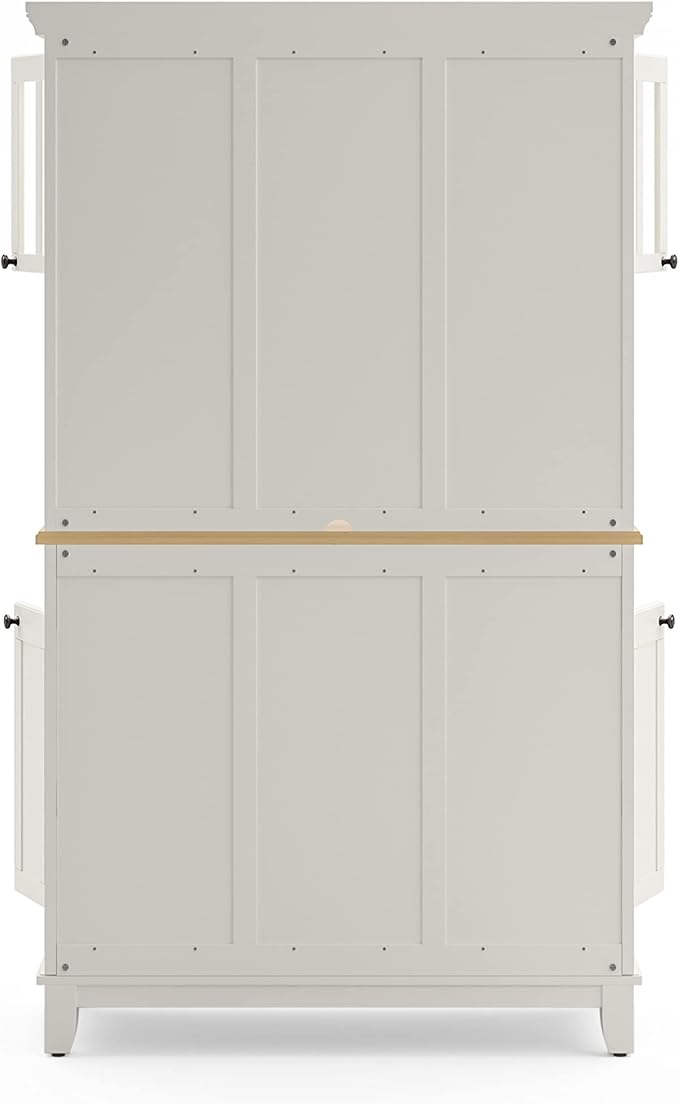 Homestyles Buffet of Buffets Off-White Server with Hutch and Natural Wood Top