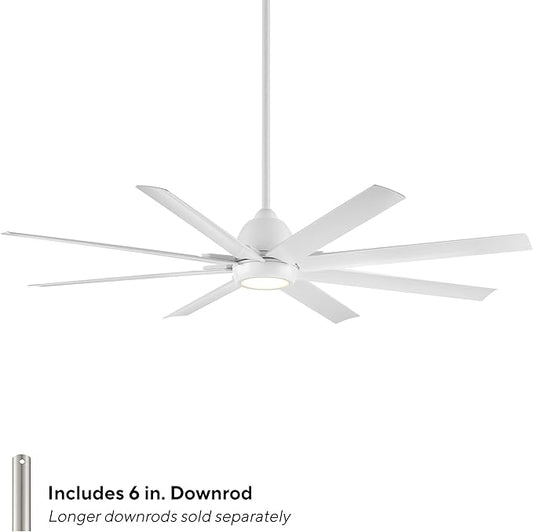 WAC Lighting Mocha XL 8-Blade Aluminum Smart Ceiling Fan in Matte White