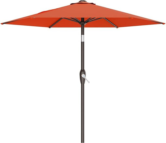 AreShark 7.5FT Patio Umbrella Table Market Umbrella w/Tilt and Crank, Heavy-Duty Outdoor Umbrellas for Pool, Deck, Garden and Backyard, Orange