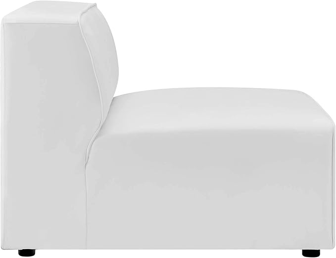 Modway Mingle Vegan Leather Sectional Sofa Armless Chair in White