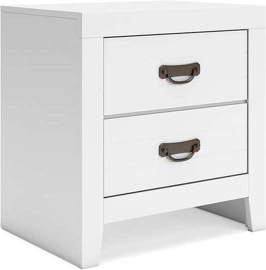 Signature Design by Ashley Binterglen Casual 2 Drawer Nightstand with Safety Stop, 23.63" Tall, White