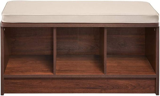 ClosetMaid 1309 3-Cube Storage Bench, Dark Cherry with Tan Cushion