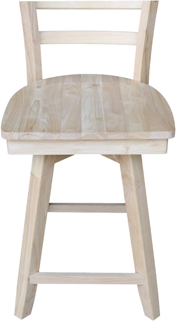 International Concepts Emily Counterheight Stool-24 Seat Height-with Swivel and Auto Return Dining Chairs, Unfinished