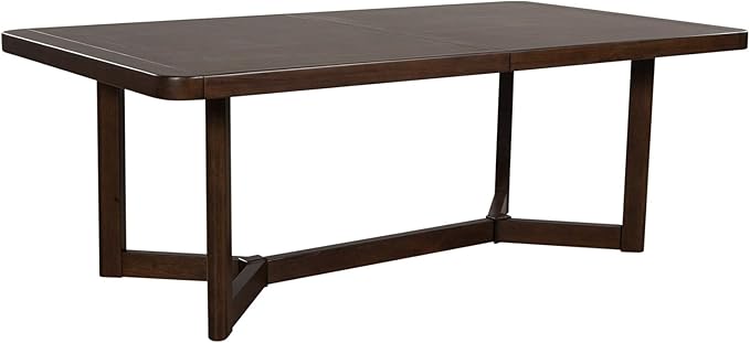 Signature Design by Ashley Kendamor Rectangular Dining Room Extension Table with Table Glide System, Seats up to 8, Wood, 108" Wide with Leaf, Dark Brown