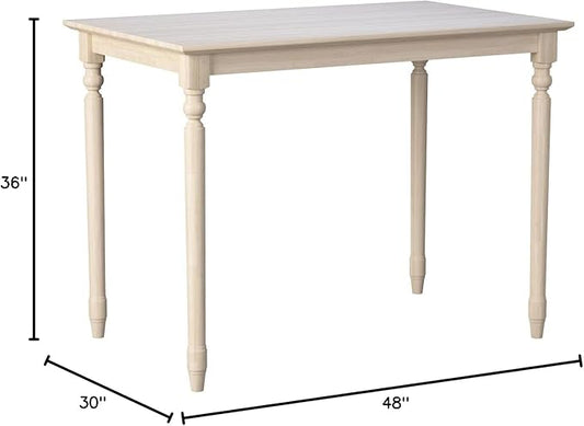 International Concepts Table Top Solid with Wood Counter Height Turned Legs, 30 by 48-Inch, Unfinished