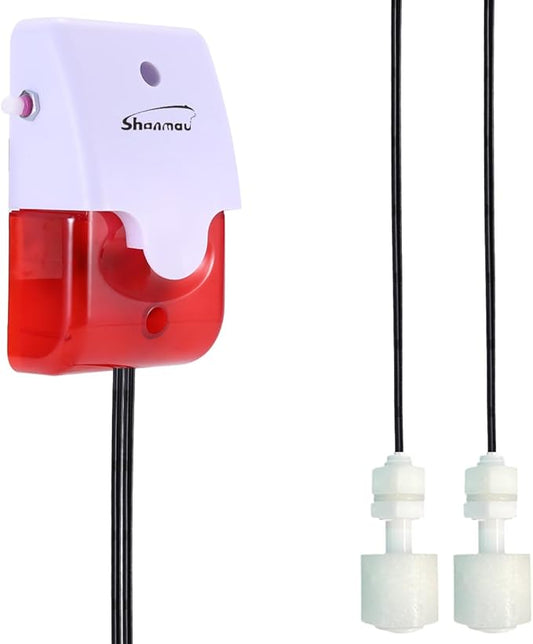 High / Low Water Level Sensor Detector Alarm 120 dB Red Strobe Siren, Adjustable Alarm Volume, Sump Bobber Water leak Sensor,16.4ft Probe Cord, Suitable for Water Tank/Aquarium, Swimming Pool/Basement