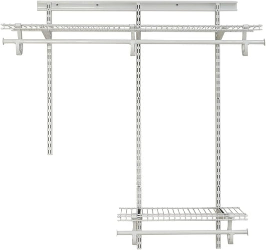 ClosetMaid ShelfTrack Wire Closet Organizer System, Adjustable from 2 to 4 Ft., With Shelves, Clothes Rods, Hardware, Durable Steel, White