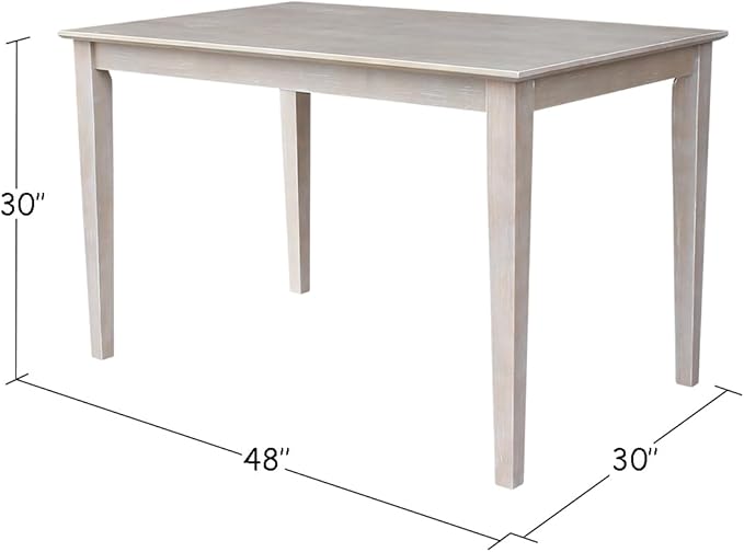 IC INTERNATIONAL CONCEPTS 30x48 Solid Wood Dining Table with 4 Emily Chairs in Washed Gray Taupe