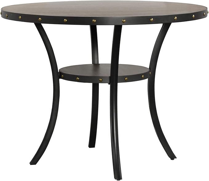 New Classic Furniture Crispin Solid Wood Round Counter Table, 48-Inch, Gray