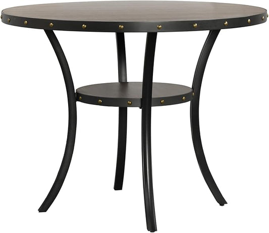 New Classic Furniture Crispin Solid Wood Round Counter Table, 48-Inch, Gray