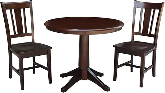 IC INTERNATIONAL CONCEPTS 36" Round Top Pedestal Table - with 2 San Remo Chairs