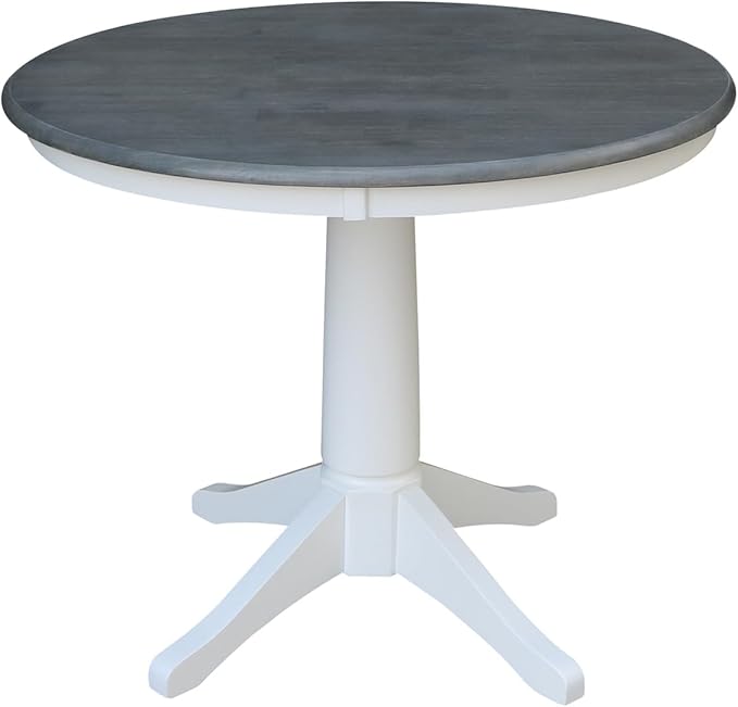 International Concepts 36" Solid Wood Table with 2 San Remo Chairs in White/Gray