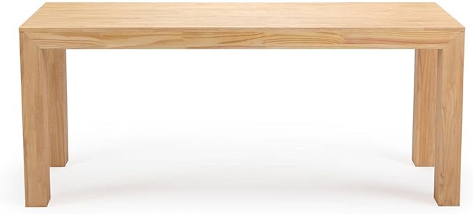 Plank+Beam 72 Inch Modern Solid Wood Dining Table - Solid Pine, Wirebrush Finish, Seats 6, Non-Toxic Finish, Easy Assembly, for Kitchen or Office, Blonde Wirebrush