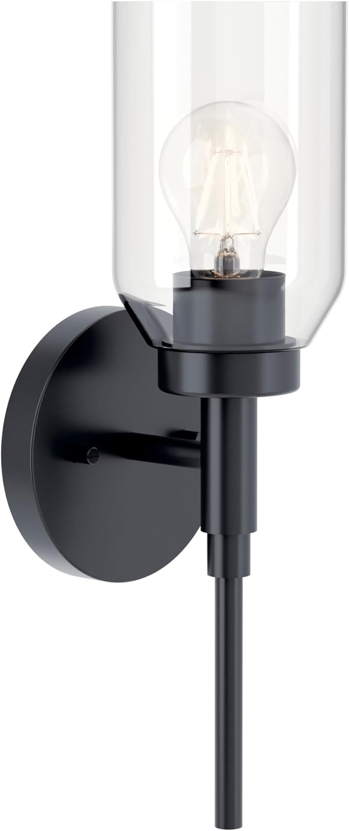 Kichler Madden 2-Light Vanity with Clear Glass in Black, Sloped Ceiling Compatible, for Single or Double Vanity in Bathroom (10.5" x 14.25"), 55184BK