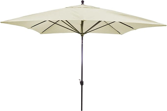 Galtech Deluxe Auto Tilt Market Umbrella, 10ft - Outdoor Patio, Deck, Pool, Backyard Stand Alone Umbrella - Square, Heavy Duty w/Bronze Frame & Sunbrella Fabric (Canvas)