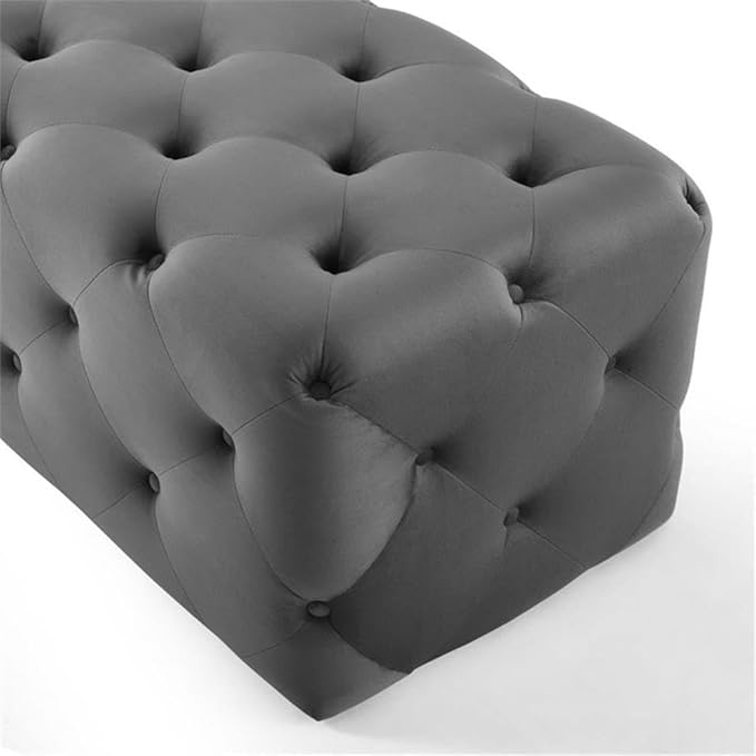 Modway EEI-3772-GRY Anthem 72" Tufted Button Entryway Performance Velvet Bench, Gray