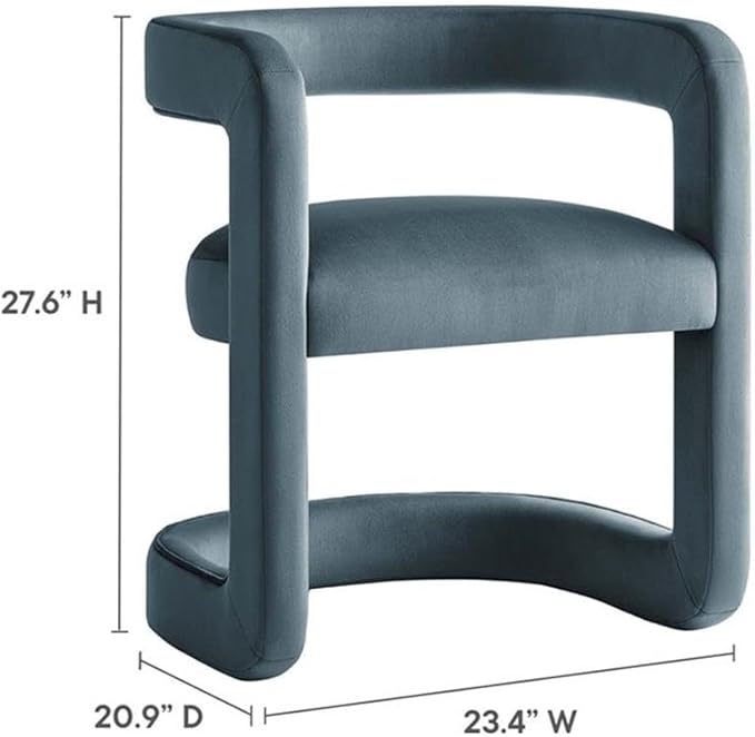 Modway Winslow Stain-Resistant Performance Velvet Accent Chair in [Color]- Open Back Barrel Armchair - Versatile Upholstered Dining Chair - Cozy Reading Chair