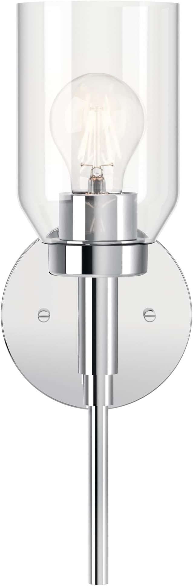 Kichler Madden 1-Light Wall Sconce with Clear Glass in Chrome, Sloped Ceiling Compatible, for Bathroom or Hallway (14.75" x 5"), 55183CH