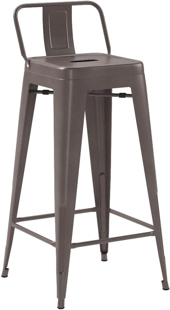 Tongli Metal Bar Stools Set of 4 Barstools Bar Height Bar Stools with Back Industrial Bar Stool Indoor Counter Stool Kitchen Island Stools Modern Bar Chair 30inch Rusty