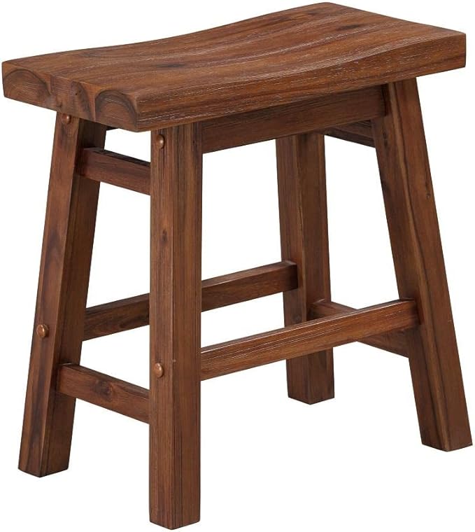 Boraam Sonoma Backless Saddle Dining Height Stool - Chestnut Wire-Brush - Set of 2