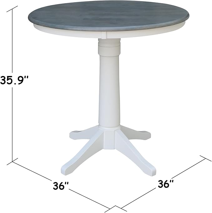 IC INTERNATIONAL CONCEPTS 36" Round Solid Wood Gray Table-Counter Height