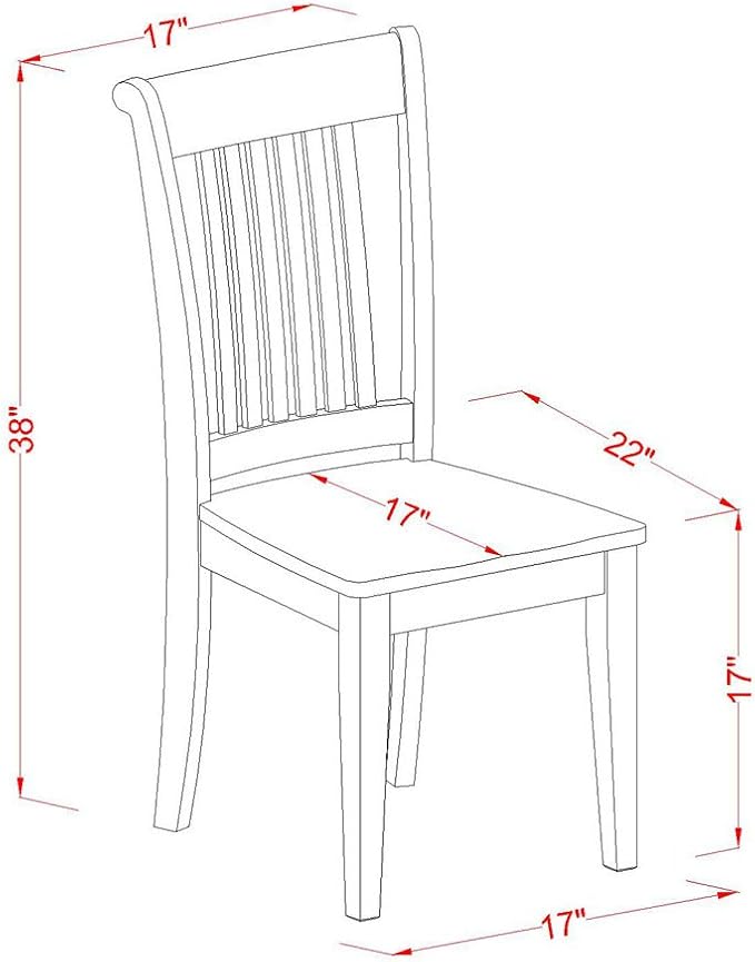 East West Furniture POC-SBR-W Portland Dining Room Chairs - Slat Back Wood Seat Chairs, Set of 2, Saddle Brown