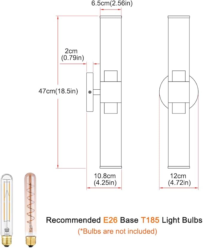 Matte Black Bathroom Sconces Wall Lighting, 2 Light Hardwired Bathroom Vanity Light, Modern Wall Sconce set of Two, Wall Mounted Light for Mirror, Makeup Vanity, Washroom, Hallway (Bulbs Not Included)
