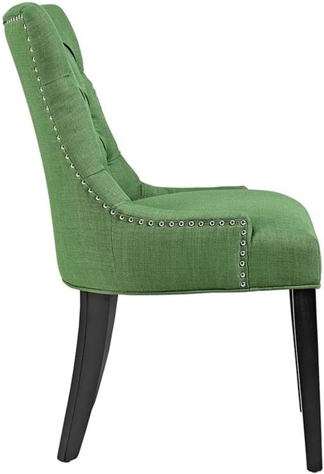 Modway Regent Modern Tufted Upholstered Fabric Two Dining Chairs with Nailhead Trim in Green