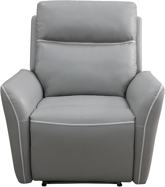 Power Recliner Chair for Living Room, Air Leather Reclining Chair with LED Lighting&USB for RV (Light Grey)